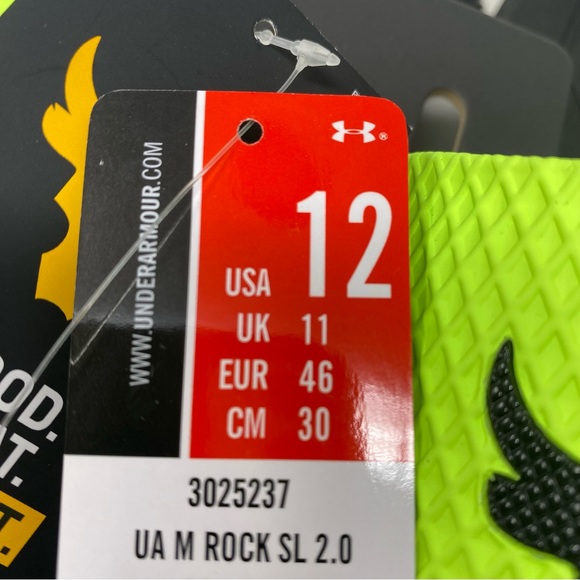 Under Armour Project Rock Slides Mens 12 Michelin Charged Cushioning Lime Green - Picture 8 of 9